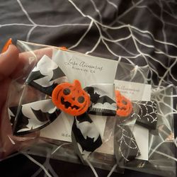 Pumpkin Bat Spider Web Hair Bows 