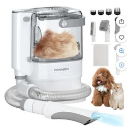 Dog Grooming Vacuum for Shedding, 13,200Pa Pet Grooming Vacuum Kit with Dogs Cats Clippers, 6 in 1 Low Noise Home Cleaning Tool