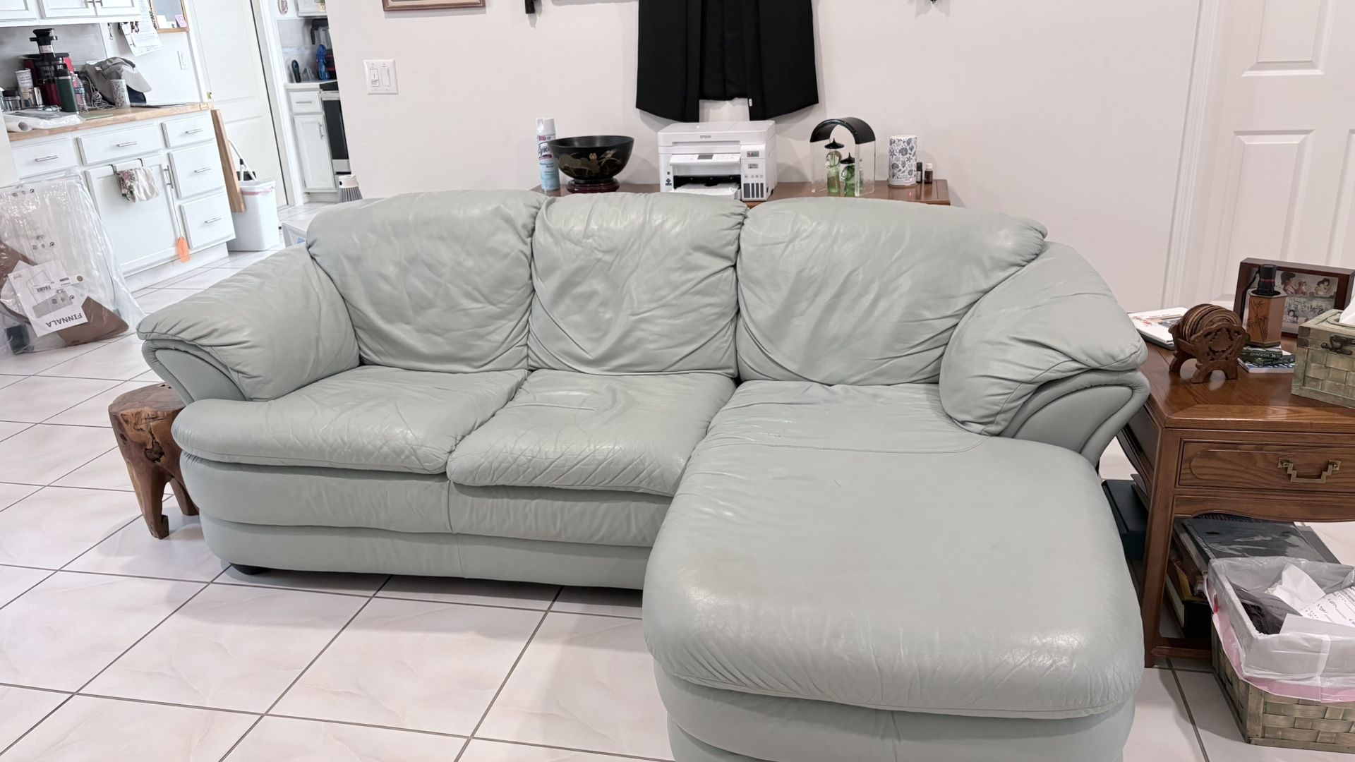 Natuzzi Leather Chaise Sofa