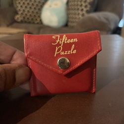 Vintage ThinkFun Fifteen Puzzle with Red Leatherette Travel Case