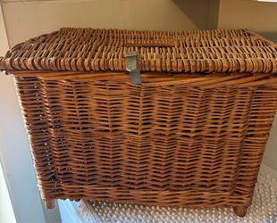 Pier, one wicker trunk with buckle 21x14x14h