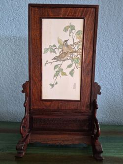 Vintage ( almost Antique ) China / Chinese Double Sided Table Screen Signed / Dated