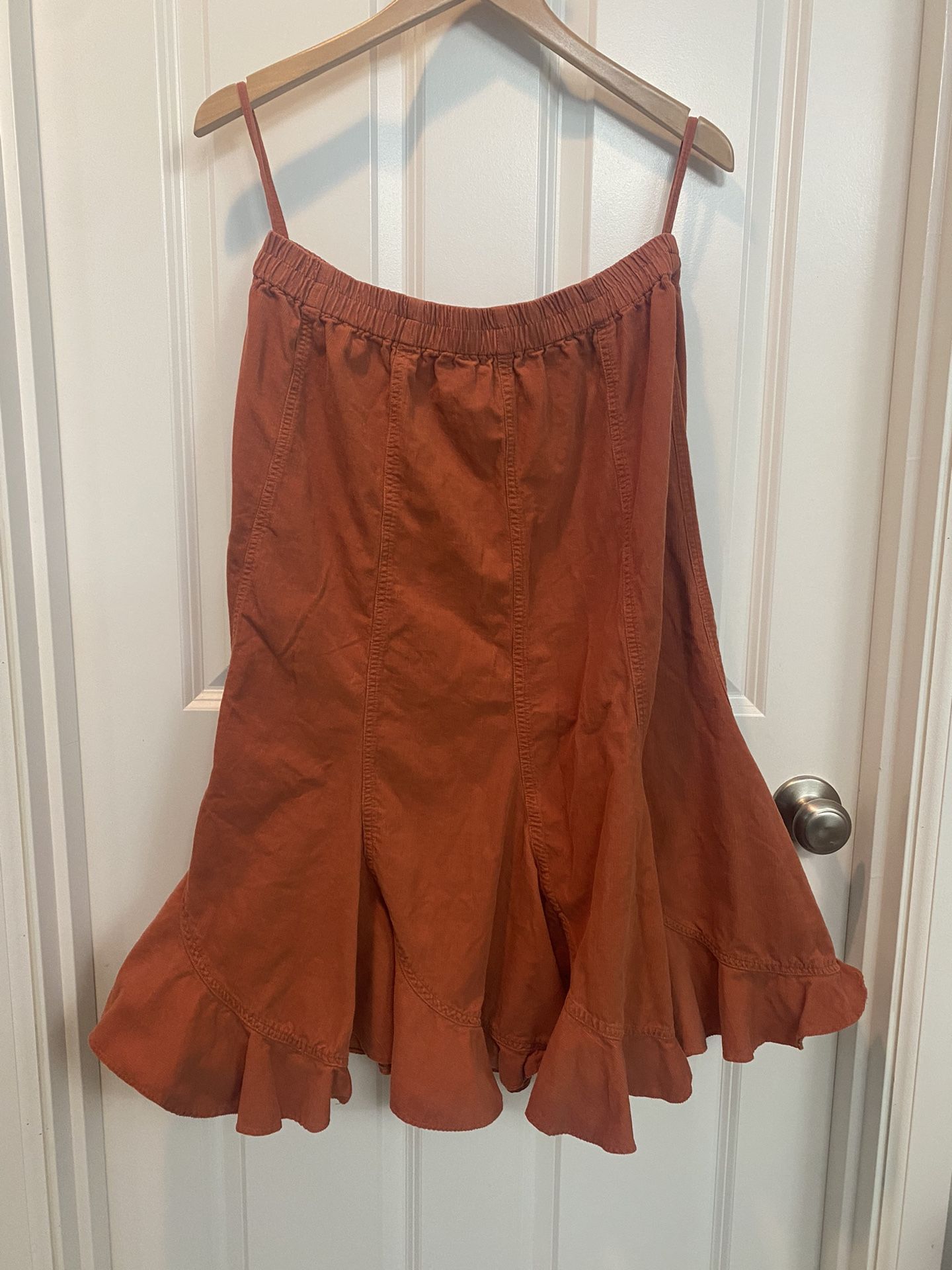 Vintage Orange Cotton Corduroy MIDI Skirt