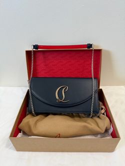 Christian Louboutin Loubi54 Leather Chain Shoulder Bag / Clutch in Navy