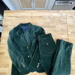 Janie And Jack Velvet Green Boy Suit