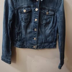 ELLE Cropped Denim Jacket - Women  Color: Blue Size: S