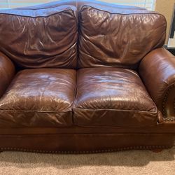 Brown Leather Love Seat