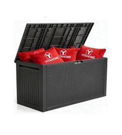 New Other YITAHOME 90 Gal Large Outdoor Lockable Deck Box W/ Handles, Dark Grey