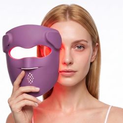Yopretty Purple Red Light Therapy LED Face Mask, 9 Modes with 850nm Near Infrared, Wireless Rechargeable