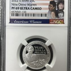 2022 S Silver 25c NGC Nina Otero-Warren PF69 Ultra Cameo