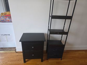 Black Bedroom Set – 2 Nightstands & Ladder Bookshelf