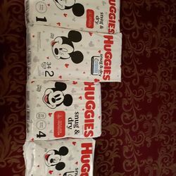 HUGGIES DIAPERS $10 Each Sizes 1-2-5  out of (4)