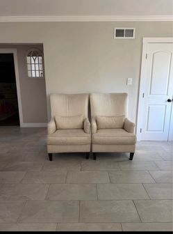 Pair of Cream Upholstered Accent Chairs