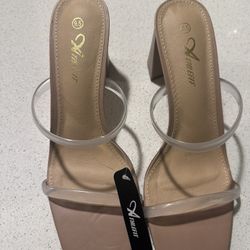 Nude Square Toe Heels 