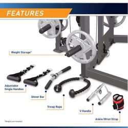 Marcy Smith Cage Machine with Workout Bench and Weight Bar Home Gym Equipment SM-4008