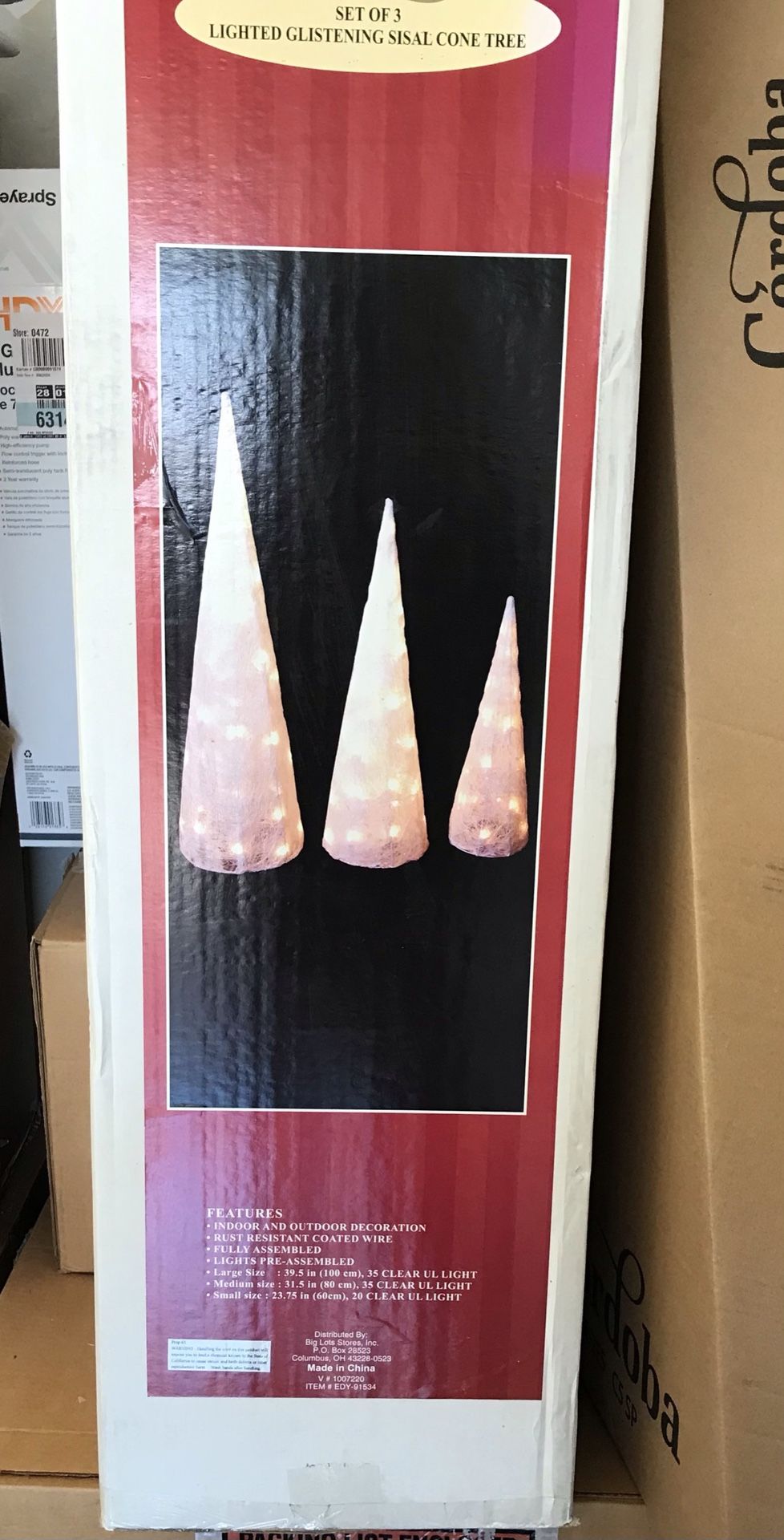 Set Of 3 Lighted Sisel Cone Tree