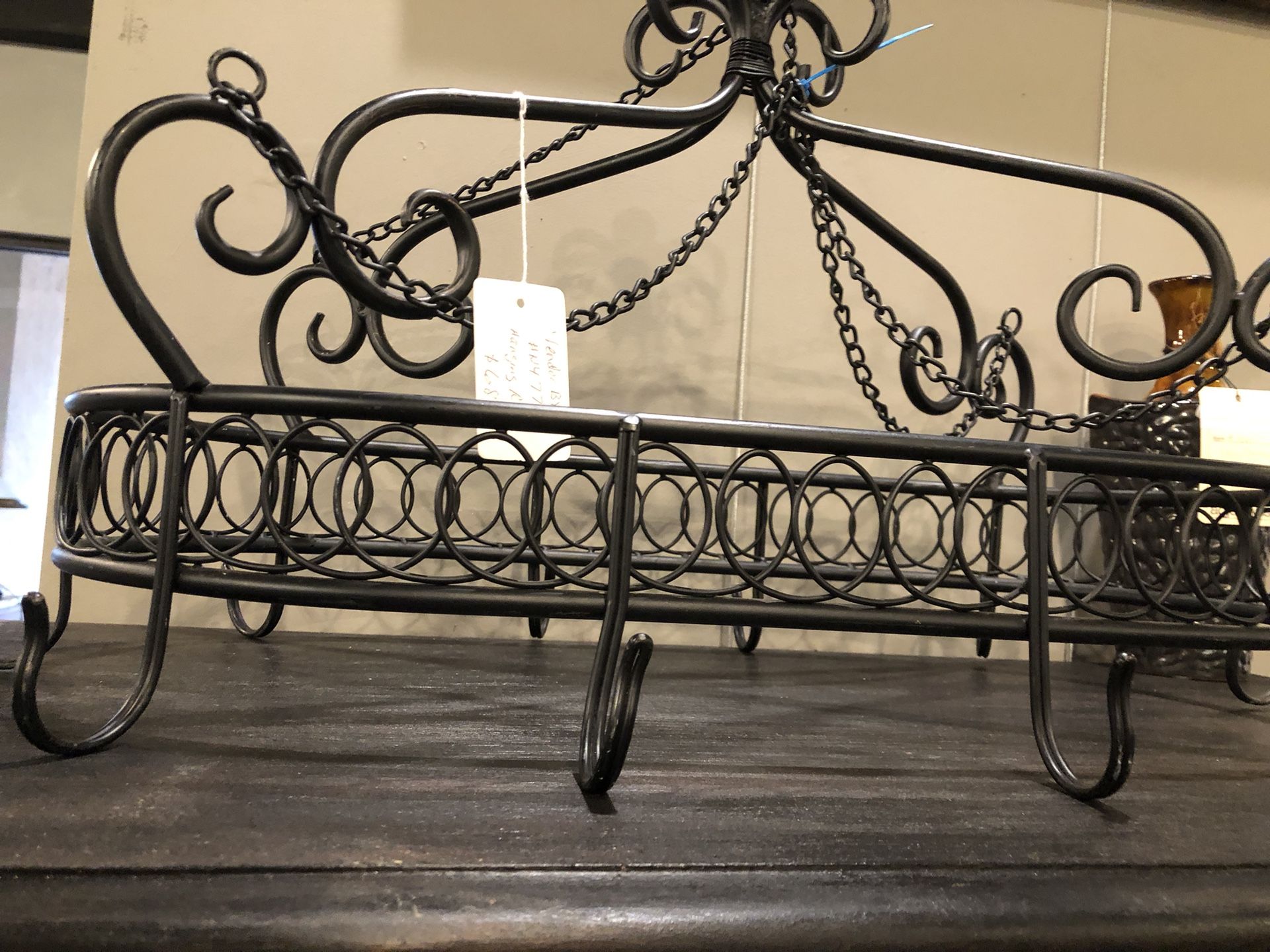 Black Metal Hanging Rack with Hooks for Hamging Pans or Other Items