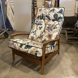 Vintage Rocking Base Wood Frame Lounge Chair