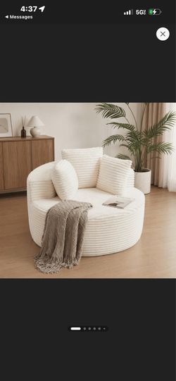 43" round corduroy single sofa, comfortable lounge chair, comes with three pillows, minimalist design, perfect for bedrooms, lounges and living rooms