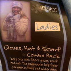 New Fleece Gloves Hat And Scarf Set