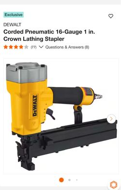 DEWALT Corded Pneumatic 16-Gauge 1 in. Crown Lathing Stapler