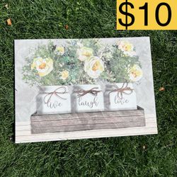 Live Laugh Love Floral Canvas Wall Art (SELLING FOR $10)