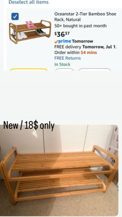 Bamboo Shoe Rack Organizer for Entryway, Closet, or Front Door - Stackable Wooden Storage Shelf for Small Spaces, Indoor or Outdoor, Decorative Brown 