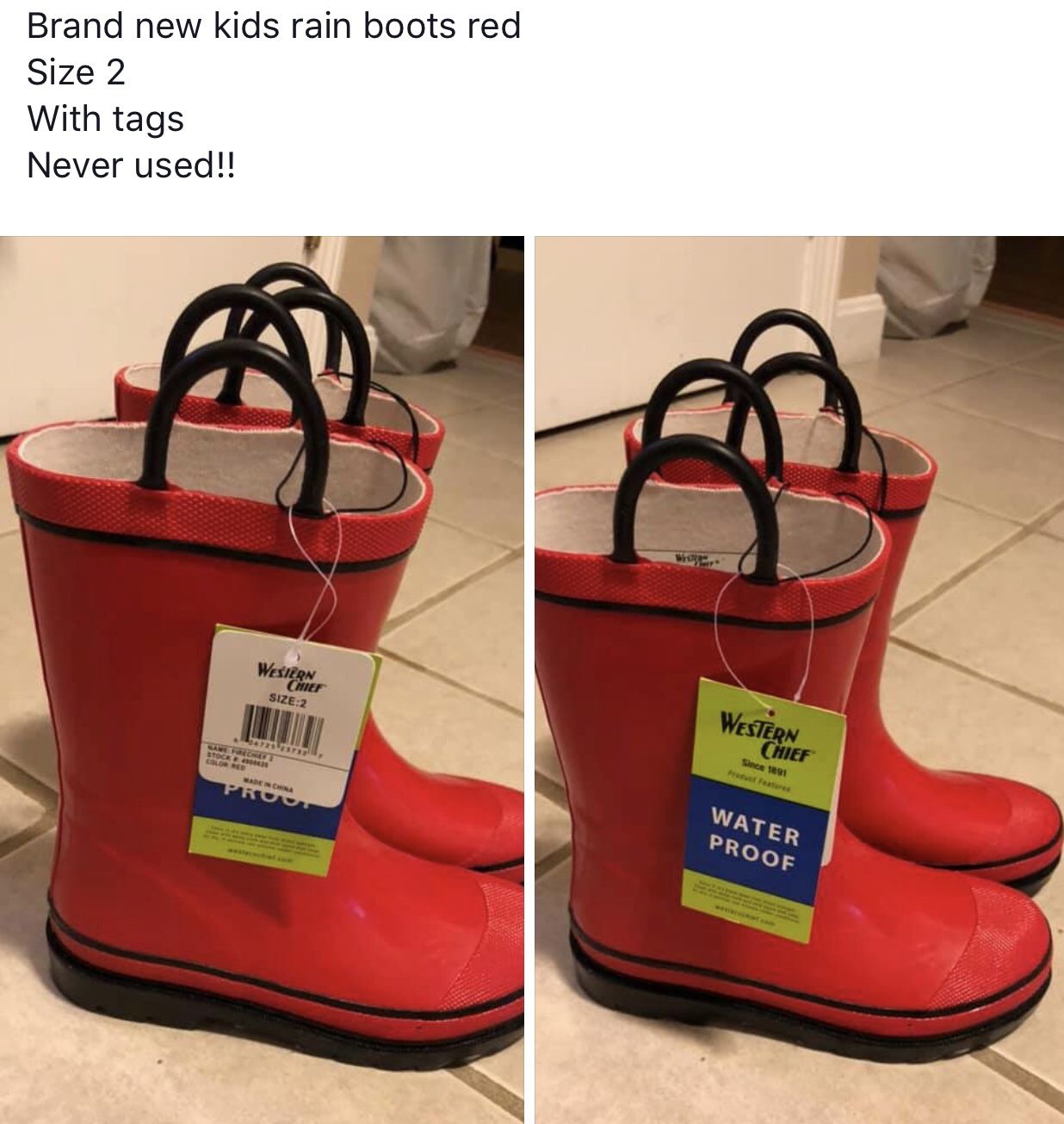 Boys kids rain boots size 2