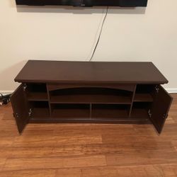 Dark Wood TV Stand with Storage – Great Condition
