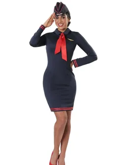 EUC 2PC SEXY FLIGHT ATTENDANT ADULT SIZE MEDIUM COSTUME