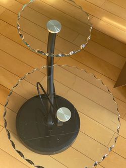 Two-tier clear glass side table