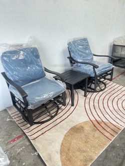 3pc metal outdoor glider and swivel patio sets