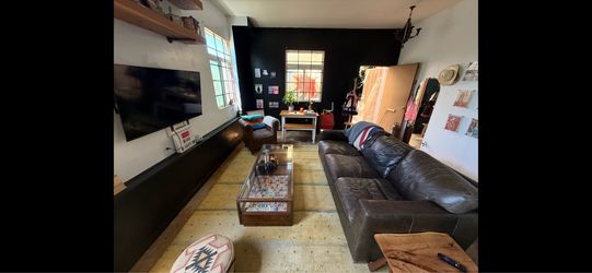 Brown leather couch - pottery barn