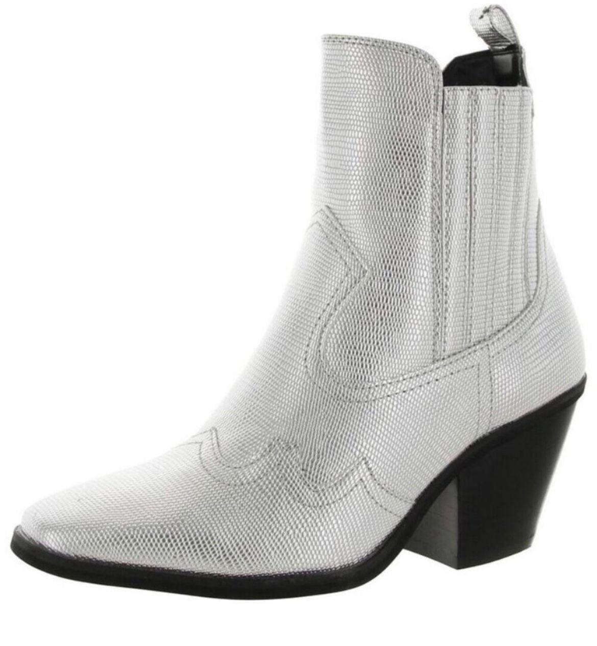 DV Dolce Vita Women's Silver Brazos Western Cowgirl Boot Bootie Size 8