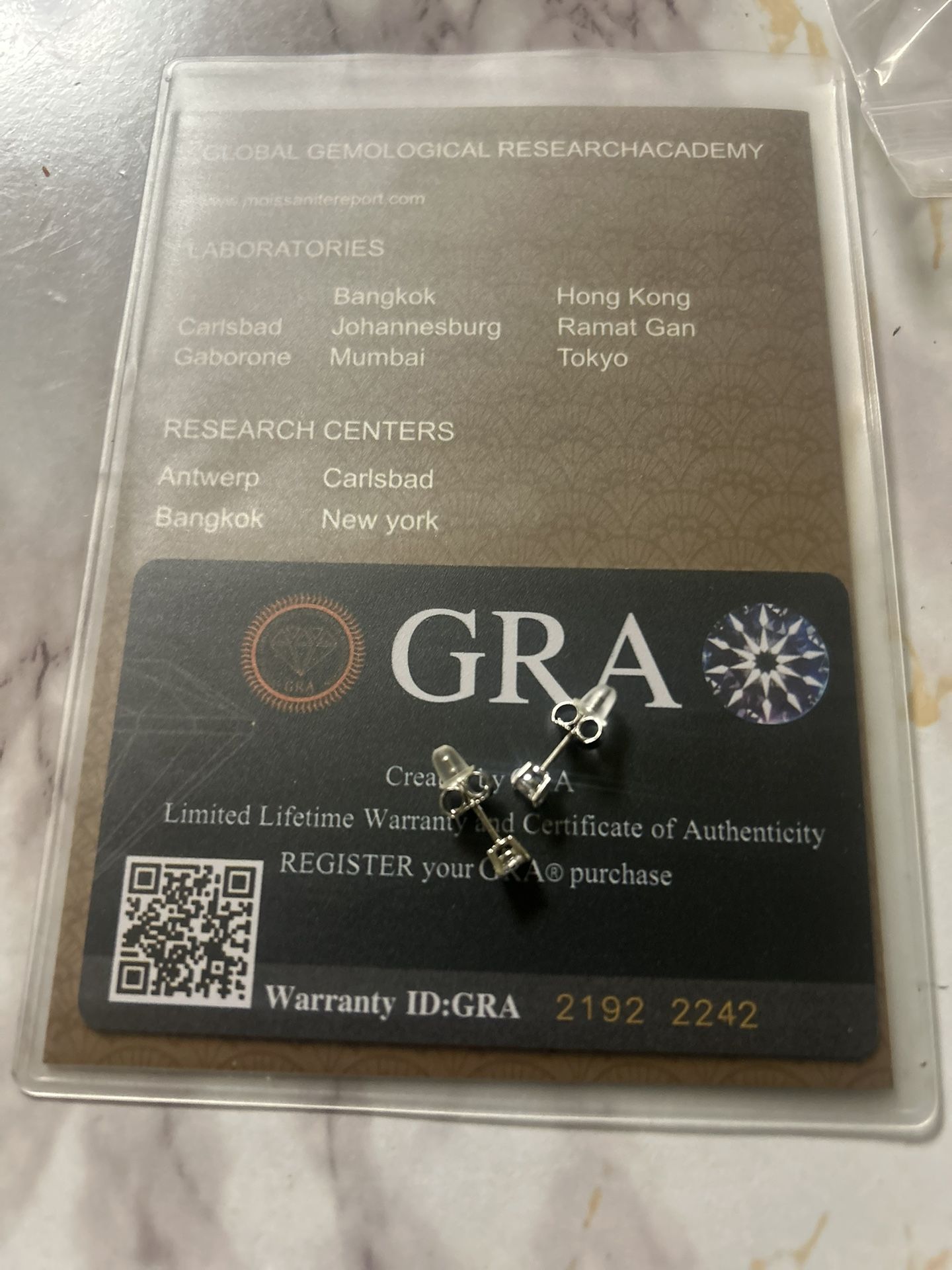 Lab Stone Diamonds Earrings .6ct