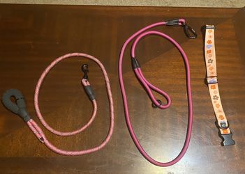 2 Dog Leashes & Collar 