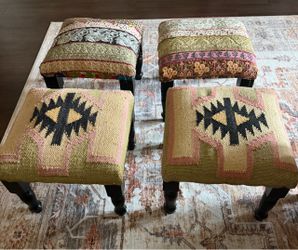 4 Boho Accent Stools / Footstools