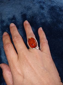 Amber Silver Ring