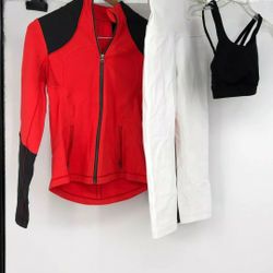 Lot of 3 WOMEN'S LULULEMON MULTIPLE COLORS MIXED leggings and jacket bra bundle- Size 4