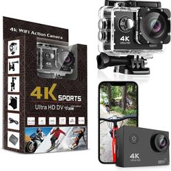 Pro Xtreme 4K Action Camera - Ultra HD Waterproof Camera Video Camera with Wi-Fi, 170° Wide Angle Lens, Image Stabilization, Multiple Mo