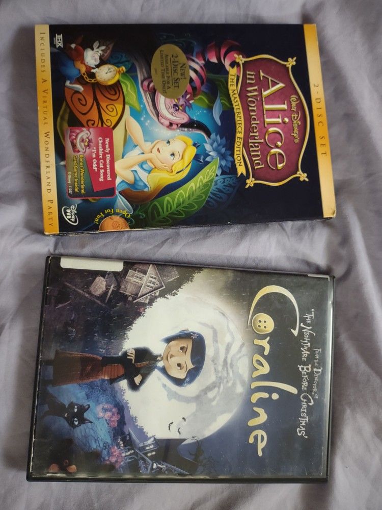 Alice In Wonderland And Coraline DVD 📀 Movie 🎥🍿 Lot