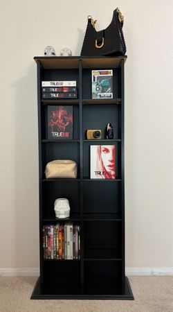 Black Media Storage Tower Shelf