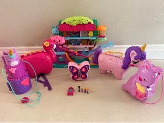 Large Polly Pocket Lot With Playsets Figures Animals & Accessories