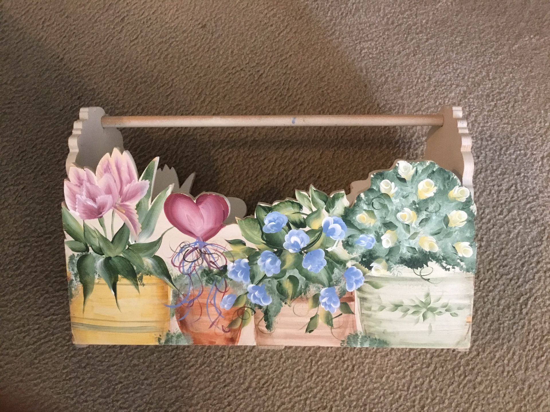 Hand Painted Flower Box 20”L X 9”W.  Has little wear.     Reduced To $10