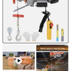 CREWORKS Electric Hoist 2500 lb Crane Winch with 16.4 ft Wired Remote Control