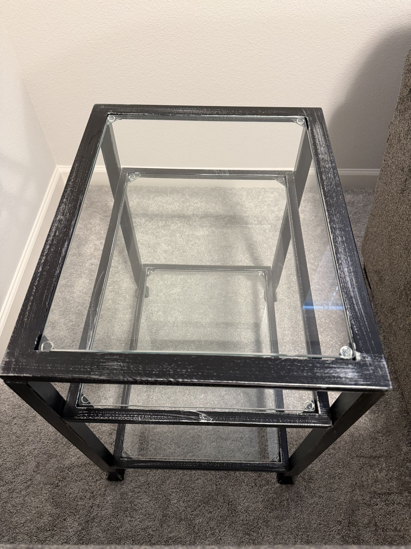 3 Tier Glass And Metal End Tables