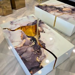 Dream White Marble 3 Pc Coffee Table - Same Day Delivery