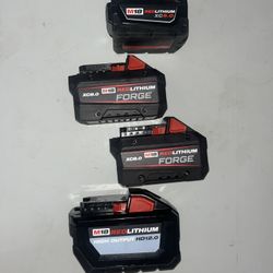 New  Milwaukee  M18 batteries   (1) 5.0 battery $50 (2) 8.0 forge batteries $145 each  (1) 12.0 battery $145        Keywords : Marco tools, Mac tools,