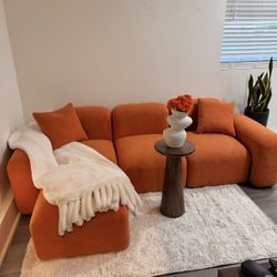 Orange Couch With Ottoman
