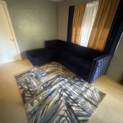 Blue Sectional Velvet 